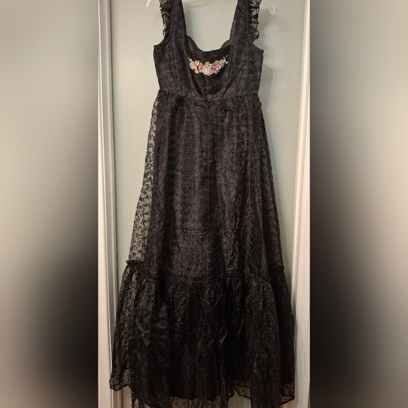 dELiA*s Dresses & Skirts - dELiA*s Dolls Kill Black Embroidered Floral Maxi Dress